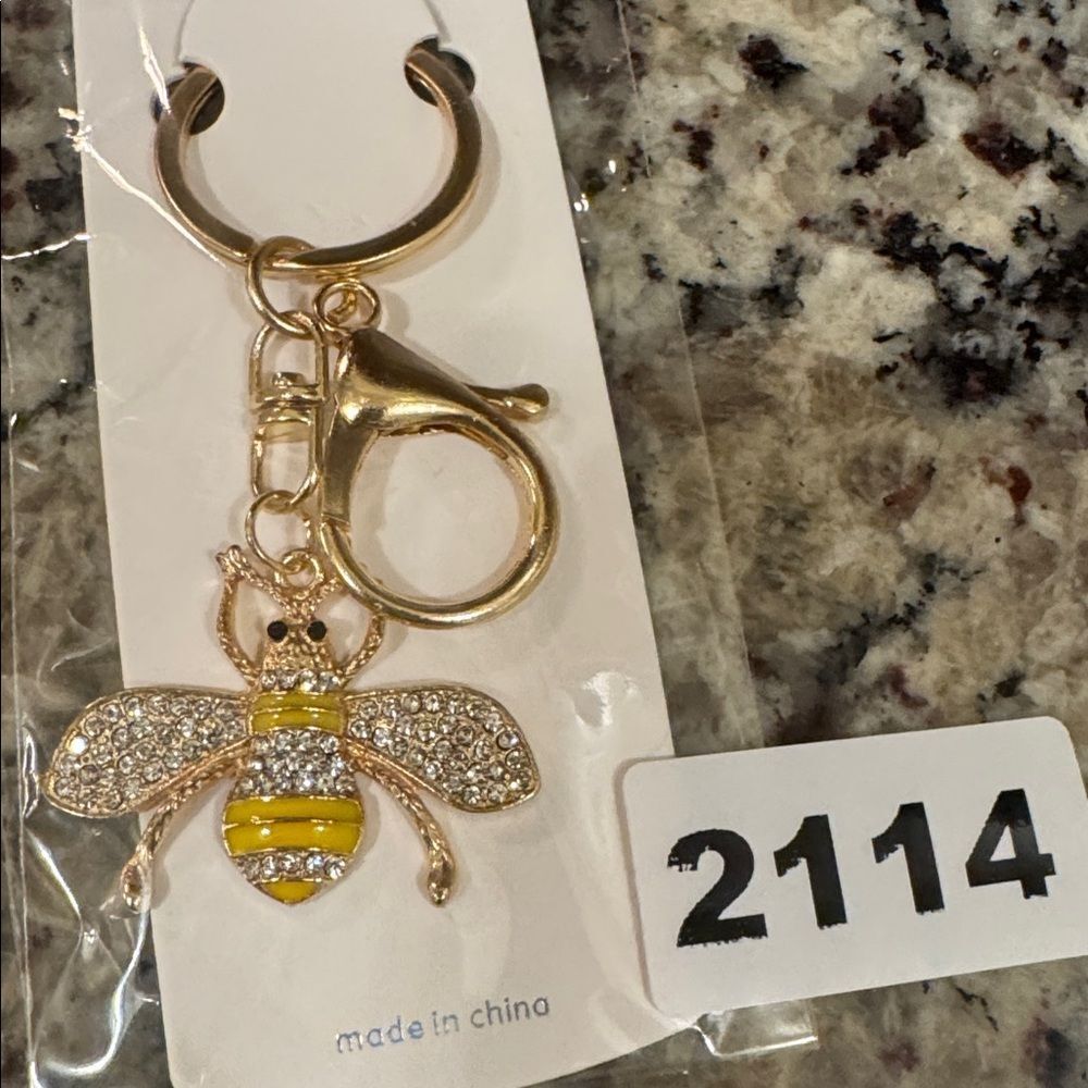 2114 Rhinestone, Bee Key Ring & Bag Charm
